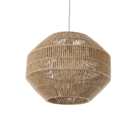 EMERALD 00522 Boho Κρεμαστό Φωτιστικό Μονόφωτο 1xE27 IP20 Μπεζ Λεπτό Σχοινί Τριχιά Πλέγμα