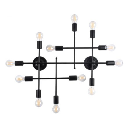 PIPING Vintage Επιτοίχιο Φωτιστικό - IP20 Μαύρο Μέταλλο - Μ78.5 x Π9.5 x Υ64cm