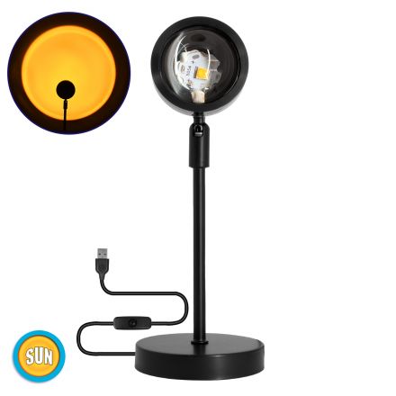 Επιτραπέζιο Φωτιστικό Μεταλλικό LED 12W DC 5V με Projector LENS Ειδικού Εφέ & Καλώδιο Τροφοδοσίας USB Rotation Head 180° SUN