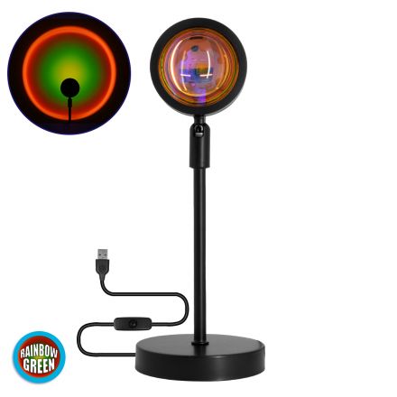 Επιτραπέζιο Φωτιστικό Μεταλλικό LED 12W DC 5V με Projector LENS Ειδικού Εφέ & Καλώδιο Τροφοδοσίας USB Rotation Head 180° RAINBOW GREEN