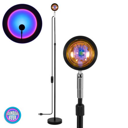 Επιδαπέδιο Φωτιστικό Μεταλλικό LED 12W DC 5V με Projector LENS Ειδικού Εφέ & Καλώδιο Τροφοδοσίας USB Rotation Head 180° RAINBOW BLUE