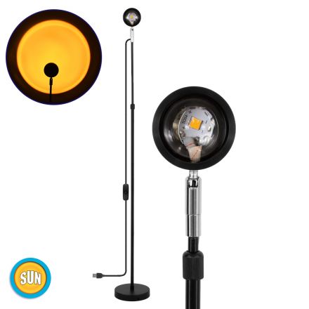 Επιδαπέδιο Φωτιστικό Μεταλλικό LED 12W DC 5V με Projector LENS Ειδικού Εφέ & Καλώδιο Τροφοδοσίας USB Rotation Head 180° SUN