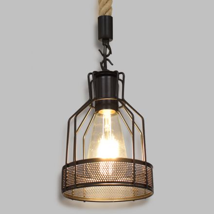 MASON 00881 Vintage Κρεμαστό Φωτιστικό Οροφής με Ντουί 1xE27 IP20 Μαύρο & Μπεζ