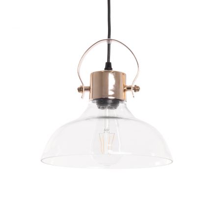 JAVER 00933 Vintage Κρεμαστό Φωτιστικό Οροφής με Ντουί 1xE27 IP20 Διάφανο & Ροζ Χρυσό