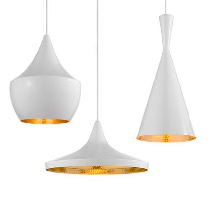 SHANGHAI WHITE 01026 SET 3 Μοντέρνα Κρεμαστά Φωτιστικά Οροφής Τρίφωτο 3 x E27 Λευκά Μεταλλικά Καμπάνα