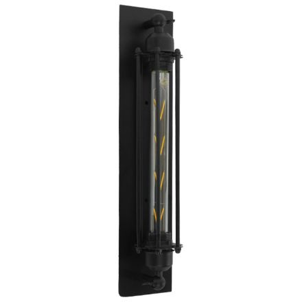 TUBULAR Vintage Επιτοίχιο Φωτιστικό Απλίκα - IP20 Μαύρο Μέταλλο - Μ10 x Π10 x Υ47cm