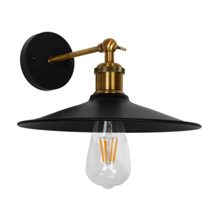 MINIMALL Vintage Επιτοίχιο Φωτιστικό Απλίκα - IP20 Μαύρο & Χρυσό Μέταλλο - Μ22 x Π39 x Υ18cm