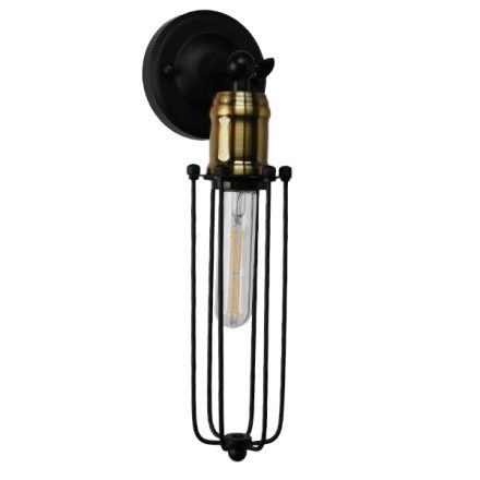 CATEL Vintage Επιτοίχιο Φωτιστικό Απλίκα - IP20 Μαύρο & Χρυσό Μέταλλο - Μ11 x Π10.5 x Υ36cm