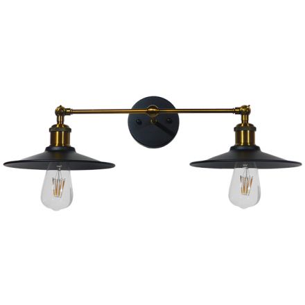 MINIMALL Vintage Επιτοίχιο Φωτιστικό Απλίκα - IP20 Μαύρο & Χρυσό Μέταλλο - Μ30 x Π60 x Υ18cm