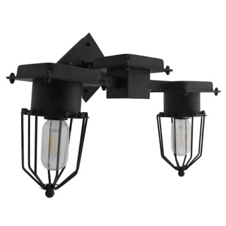 TORO Vintage Επιτοίχιο Φωτιστικό Απλίκα - IP20 Μαύρο Μέταλλο - Μ44 x Π33 x Υ21cm
