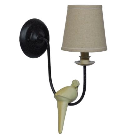 DOVE Vintage Επιτοίχιο Φωτιστικό Απλίκα - IP20 Μαύρο & Λευκό Μέταλλο με Μπεζ Ύφασμα - Μ30 x Π15 x Υ36cm