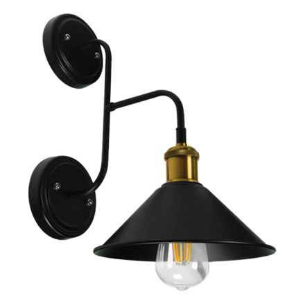 MAGEOR Vintage Επιτοίχιο Φωτιστικό Απλίκα - IP20 Μαύρο & Χρυσό Μέταλλο - Μ22 x Π30 x Υ40cm