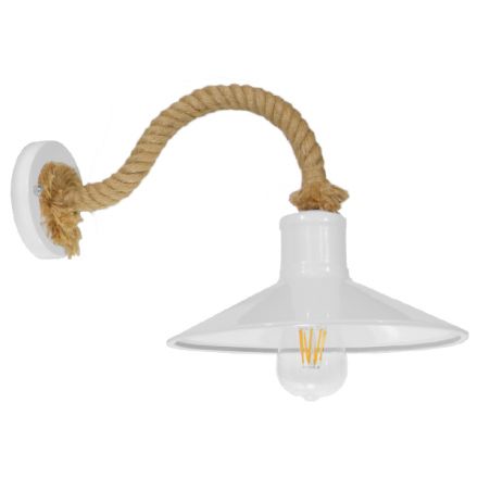 VINSA Vintage Απλίκα - Λευκό Μέταλλο με Μπεζ Σχοινί - Μ37.5 x Π26.7 x Υ25cm
