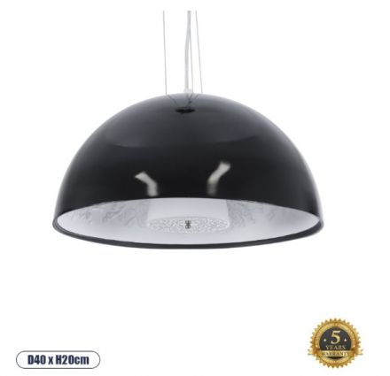 SERENIA BLACK Μοντέρνο Κρεμαστό Φωτιστικό - Μαύρο Γύψινο Καμπάνα Φ40 x Y19cm