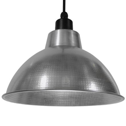 LOUVE Vintage Industrial Κρεμαστό Φωτιστικό - Ασημί Μεταλλικό Καμπάνα Φ40 x Y30cm