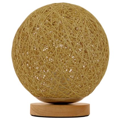 OCEANA Boho Πορτατίφ - Μπεζ Ξύλινο Ψάθινο Rattan Φ20 x Υ22cm