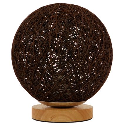 OCEANA Boho Πορτατίφ - Καφέ Σκούρο Ξύλινο Ψάθινο Rattan Φ20 x Υ22cm