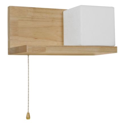 AMITY Απλίκα - Μπεζ Ξύλο με Λευκό Γυαλί - Μ30 x Π14.5 x Υ15cm