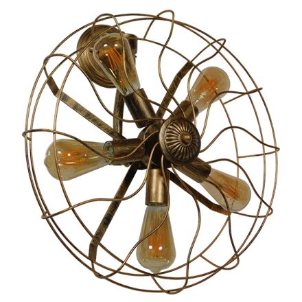 FAN Απλίκα Πολύφωτο 5 x E27 - Χάλκινο Μέταλλο - Μ46 x Π22 x Υ46cm