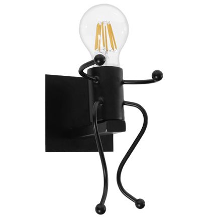 LITTLE MAN Απλίκα - IP20 - Μαύρο Μέταλλο - Μ12 x Π19 x Υ17cm