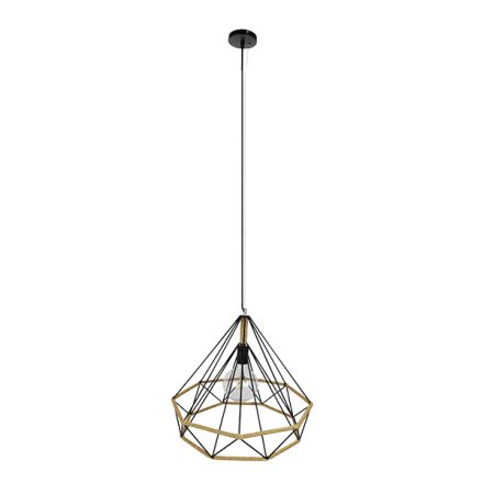 FLUTED 01422 Vintage Κρεμαστό Φωτιστικό Οροφής με Ντουί 1xE27 IP20 Μαύρο & Μπεζ