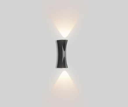Luma Επίτοιχο Φωτιστικό LED Up-Down 2x3W 3000K Αλουμίνιο Μαύρο IP54