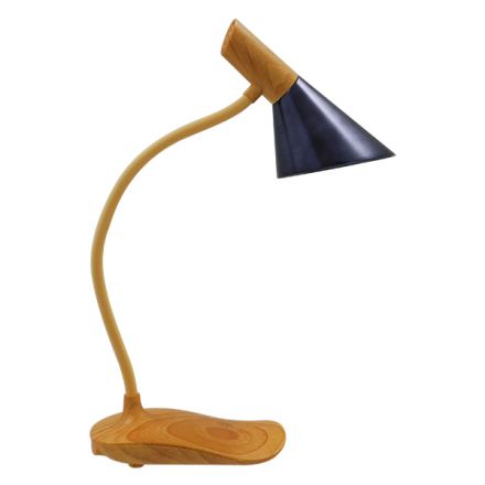 DRAPER Επαναφορτιζόμενο USB Φωτιστικό Γραφείου LED 6W - Απόχρωση Ξύλου με Μαύρο Καπέλο- 4500K