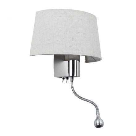 ELEGANT Επιτοίχιο Φωτιστικό Απλίκα με LED Βραχίονα - Λευκό Ύφασμα με Ασημί Μέταλλο - Μ26.5 x Π15 x Υ43cm