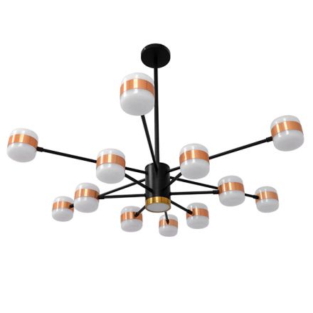 ORNATE 01553 Μοντέρνο Φωτιστικό Οροφής LED 104 Watt Πολύφωτο Μαύρο με Μπρονζέ και Χρυσές Λεπτομέρειες Μεταλλικό Λευκό Ημέρας 4500k Φ63 x Y36-45cm