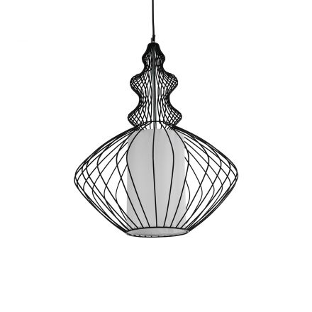 LILY 01558 Vintage Κρεμαστό Φωτιστικό Οροφής με Ντουί 1xE27 IP20 Μαύρο & Λευκό