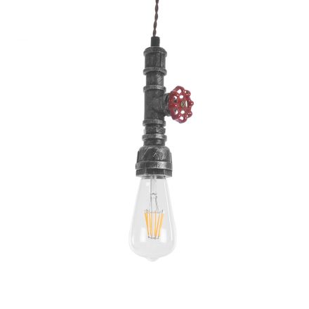 SPIGOT 01583 Vintage Κρεμαστό Φωτιστικό Οροφής με Ντουί 1xE27 IP20 Ασημί & Κόκκινο