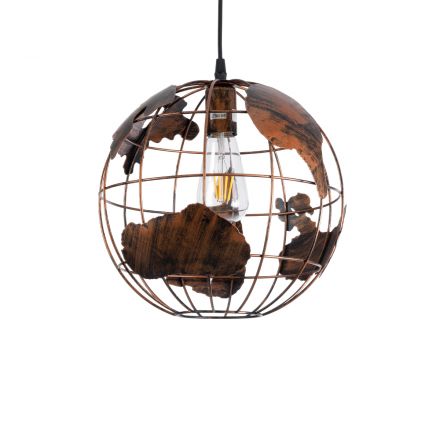 EARTH 01662 Vintage Κρεμαστό Φωτιστικό Οροφής με Ντουί 1xE27 IP20 Χάλκινο