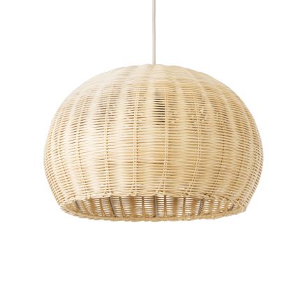 RAITO 01824 Boho Κρεμαστό Φωτιστικό Μονόφωτο 1xE27 IP20 Μπεζ Ξύλινο Μπαμπού Πλέγμα Καμπάνα