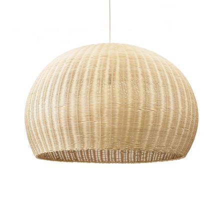 RAITO 01826 Boho Κρεμαστό Φωτιστικό Μονόφωτο 1xE27 IP20 Φ100 x Υ63cm Μπεζ Ξύλινο Μπαμπού Πλέγμα Καμπάνα
