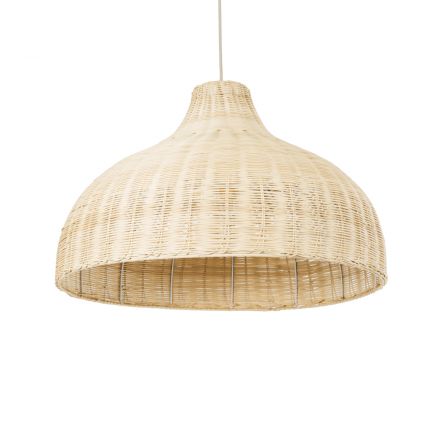 AFURU 01828 Boho Κρεμαστό Φωτιστικό Μονόφωτο 1xE27 IP20 Μπεζ Ξύλινο Μπαμπού Πλέγμα Καμπάνα
