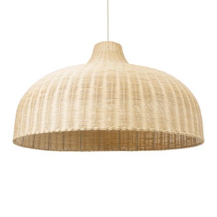 AFURU 01829 Boho Κρεμαστό Φωτιστικό Μονόφωτο 1xE27 IP20 Φ100 x Υ60cm Μπεζ Ξύλινο Μπαμπού Πλέγμα Καμπάνα