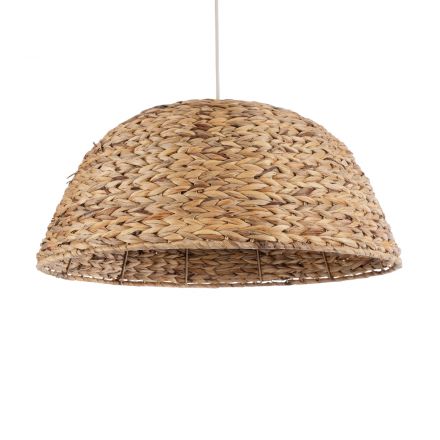 MANGATA 01847 Boho Κρεμαστό Φωτιστικό Μονόφωτο 1xE27 IP20 Μπεζ Καφέ Ξύλινο Μπαμπού Πλέγμα Καμπάνα