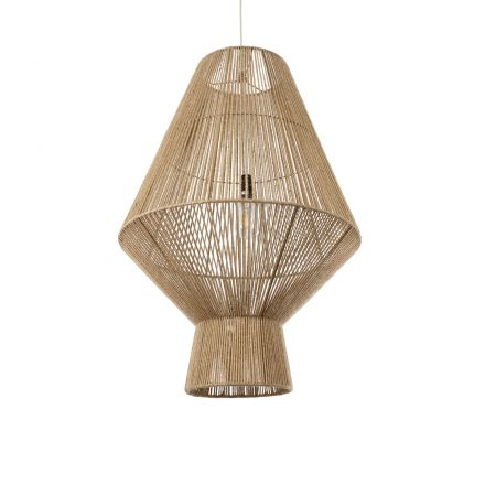 CAYMAN 01854 Boho Κρεμαστό Φωτιστικό Μονόφωτο 1xE27 IP20 Φ60 x Υ86cm Μπεζ Λεπτό Σχοινί Τριχιά Πλέγμα