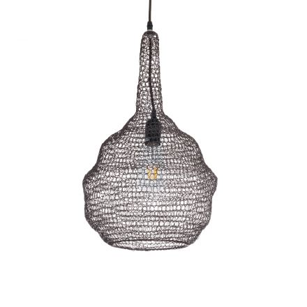 KENTUCKY 01881 Vintage Κρεμαστό Φωτιστικό Μονόφωτο 1xE27 IP20 Φ30 x Υ50cm Σκούρο Καφέ Μεταλλικό Πλέγμα