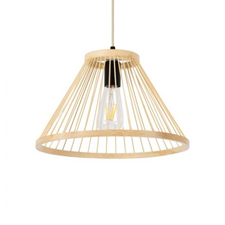 TYGEE Boho Κρεμαστό Φωτιστικό - Φ35 x Υ22cm - Μπεζ Ξύλινο Πλέγμα