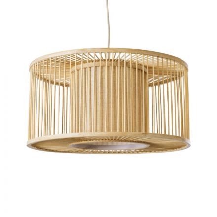 COCONUT Boho Κρεμαστό Φωτιστικό - Φ40 x Υ20cm - Μπεζ Ξύλινο Πλέγμα