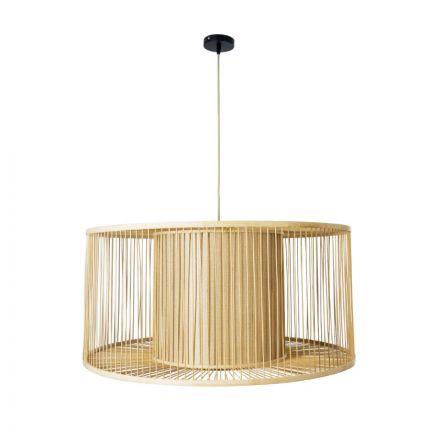 COCONUT Boho Κρεμαστό Φωτιστικό - Φ80 x Υ38cm - Μπεζ Ξύλινο Πλέγμα