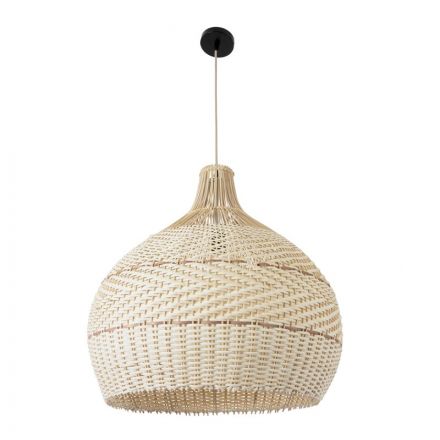 SANTACRUZ 01951 Boho Κρεμαστό Φωτιστικό Μονόφωτο 1xE27 IP20 Φ60 x Υ60cm Μπεζ Καφέ Ξύλινο Πλέγμα Καμπάνα
