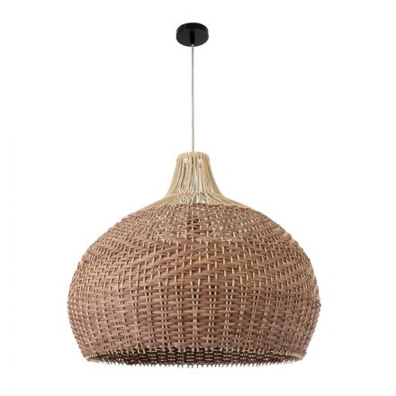 PANAMA 01953 Boho Κρεμαστό Φωτιστικό Μονόφωτο 1xE27 IP20 Φ60 x Υ60cm Μπεζ Καφέ Ξύλινο Πλέγμα Καμπάνα