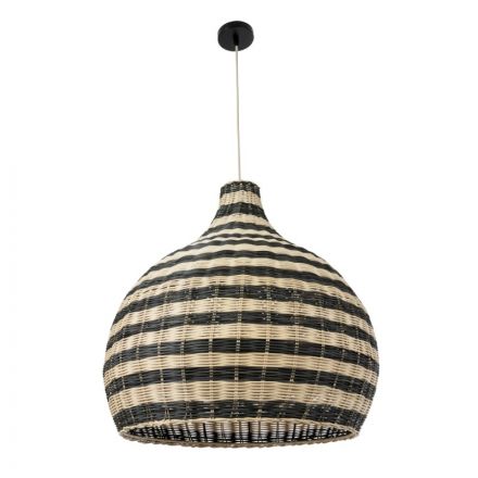 JAMAICA 01955 Boho Κρεμαστό Φωτιστικό Μονόφωτο 1xE27 IP20 Φ60 x Υ60cm Μπεζ Χακί Ξύλινο Πλέγμα Καμπάνα