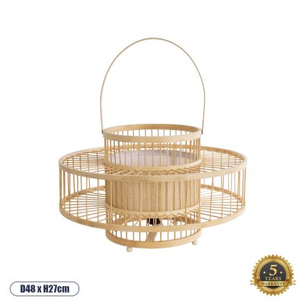 WILDER Boho Επιδαπέδιο Φωτιστικό - Φ48 x Υ27cm - Μπεζ Ξύλινο Μπαμπού 