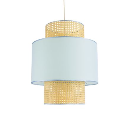 SAIGE 02045 Boho Κρεμαστό Φωτιστικό Μονόφωτο 1xE27 IP20 Μπεζ με Γαλάζιο Ξύλινο Μπαμπού Πλέγμα