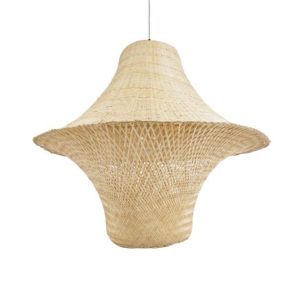 JUNIPER 02047 Boho Κρεμαστό Φωτιστικό Μονόφωτο 1xE27 IP20 Φ100 x Υ90cm Μπεζ Ξύλινο Μπαμπού Πλέγμα Καμπάνα