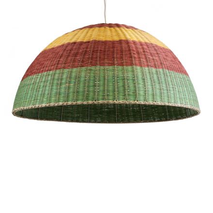 CABALLEROS Boho Κρεμαστό Φωτιστικό - Φ100 x Υ53cm Πράσινο- Κίτρινο - Κόκκινο Ξύλινο Μπαμπού 