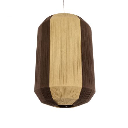PROVEGLIA 02076 Boho Φωτιστικό Οροφής Μονόφωτο 1xE27 IP20 Φ50 x Υ80cm Μπεζ με Καφέ Λεπτό Νήμα Βαμβακερό Πλέγμα Καμπάνα